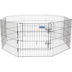 Petmate Exercise Pen Single Door with Snap Hook Design and Ground Stakes for Dogs Black - 24" tall - 1 count