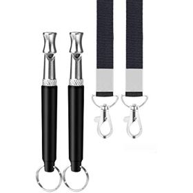 Dog Whistle; 2 Pack Professional Ultrasonic Dog Whistle to Stop Barking; Recall Training; Adjustable Ultrasonic Silent Dog Whistle; with Black Lanyard