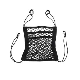 1PC Black Three-Layer Car Storage Net Bag Stretchable Elastic Storage Bag Car Pet Protective Net