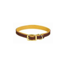 Deer Ridge Leather Dog Collar (Color: Yellow and Black Polka Dot Ruffle: Brown Leather)