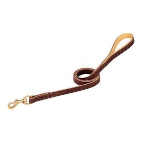 Deer Ridge Leather Leash (Color: Yellow and Black Polka Dot Ruffle: Chestnut)