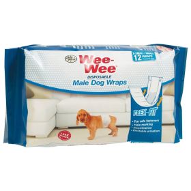 Wee-Wee Disposable Male Dog Wraps 12 pack (Color: Yellow and Black Polka Dot Ruffle: White)