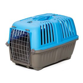 Spree Plastic Pet Carrier (Color: Yellow and Black Polka Dot Ruffle: Blue)
