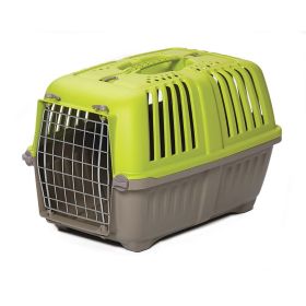 Spree Plastic Pet Carrier (Color: Yellow and Black Polka Dot Ruffle: Green)