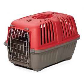 Spree Plastic Pet Carrier (Color: Yellow and Black Polka Dot Ruffle: Red)