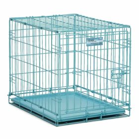iCrate Single Door Dog Crate (Color: Yellow and Black Polka Dot Ruffle: Blue)