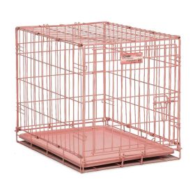 iCrate Single Door Dog Crate (Color: Yellow and Black Polka Dot Ruffle: Pink)