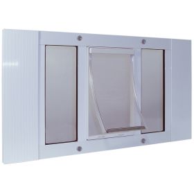 Aluminum Sash Pet Door (Color: Yellow and Black Polka Dot Ruffle: White)
