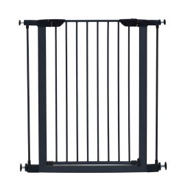 Glow in the Dark Steel Pressue Mount Pet Gate Tall (Color: Yellow and Black Polka Dot Ruffle: Graphite)
