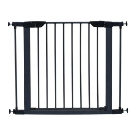 Steel Pressure Mount Pet Gate (Color: Yellow and Black Polka Dot Ruffle: Graphite)