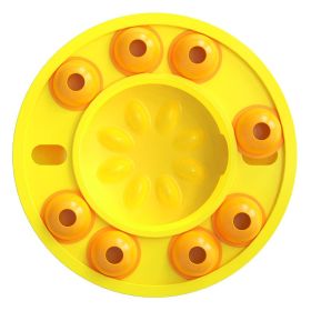 Train Pet Supply Turntable To Automatically Leak Food By Feeding Plastic Puzzle Dog Slow Food Bowl (Color: Yellow and Black Polka Dot Ruffle: Yellow)