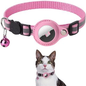 Reflective Collar Waterproof Holder Case For Airtag Air Tag Airtags Protective Cover Cat Dog Kitten Puppy Nylon Collar (Color: Yellow and Black Polka Dot Ruffle: Pink)