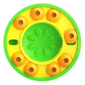 Train Pet Supply Turntable To Automatically Leak Food By Feeding Plastic Puzzle Dog Slow Food Bowl (Color: Yellow and Black Polka Dot Ruffle: Green)