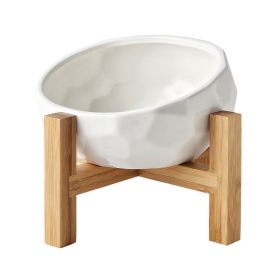 Pet bowl oblique mouth cat bowl food bowl dog bowl method bucket food bowl (Color: Yellow and Black Polka Dot Ruffle: White)