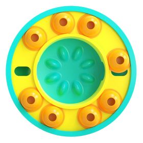 Train Pet Supply Turntable To Automatically Leak Food By Feeding Plastic Puzzle Dog Slow Food Bowl (Color: Yellow and Black Polka Dot Ruffle: Blue)