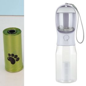 Portable Cat Dog Water Bottle Food Feeder Drinker Poop Dispenser 3 In 1 Leak-proof Multifunctional Dog Water Bottle Pet Products (Color: Yellow and Black Polka Dot Ruffle: White)