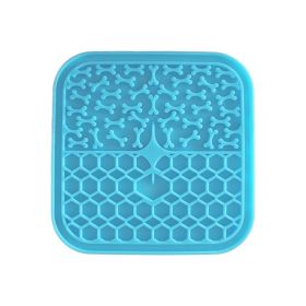 Silicone Dog Licking Pad Slow Food Plate (Color: Yellow and Black Polka Dot Ruffle: Blue)