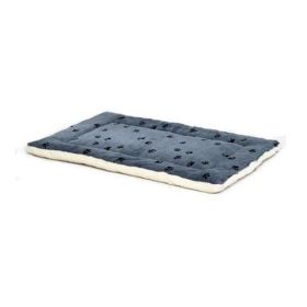 Quiet Time Reversible Fleece Paw Print Dog Mat (Color: Yellow and Black Polka Dot Ruffle: Blue / White)