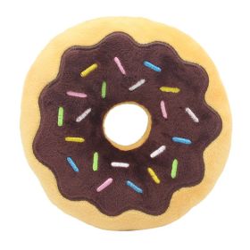 New Donut Pet Plush Toy (Color: Yellow and Black Polka Dot Ruffle: Brown)