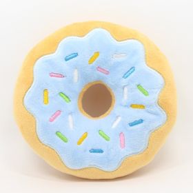 New Donut Pet Plush Toy (Color: Yellow and Black Polka Dot Ruffle: Blue)