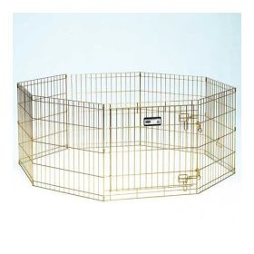 Gold Zinc Pet Exercise Pen 8 panels (Color: Yellow and Black Polka Dot Ruffle: Gold)
