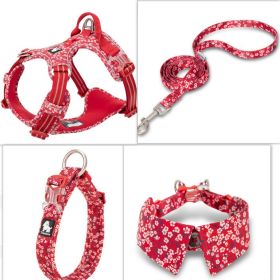Fashion Personality Dog Collar Bow Tie (Option: Floral Red four piece set-L)