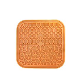 Silicone Dog Licking Pad Slow Food Plate (Color: Yellow and Black Polka Dot Ruffle: Orange)