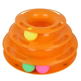 Pet Cat Crazy Ball Disk Interactive Toys Amusement Plate Trilaminar Funny Toy (Color: Yellow and Black Polka Dot Ruffle: Orange)