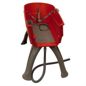 Elevated Dog Bath and Grooming Center (Color: Yellow and Black Polka Dot Ruffle: Red)
