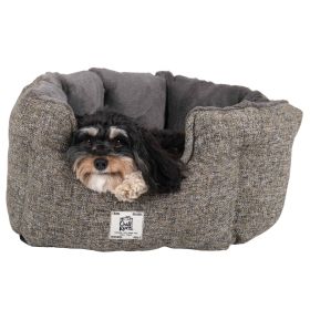 Chill Kuzzi FIR Round Bed (Color: Yellow and Black Polka Dot Ruffle: Grey)
