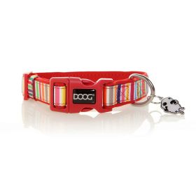 Neoprene Dog Collar Scooby (Color: Yellow and Black Polka Dot Ruffle: Red/Rainbow)
