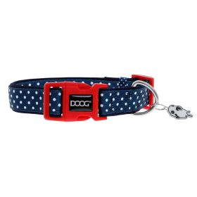Neoprene Dog Collar Stella (Color: Yellow and Black Polka Dot Ruffle: Navy Blue/White Polka Dot)