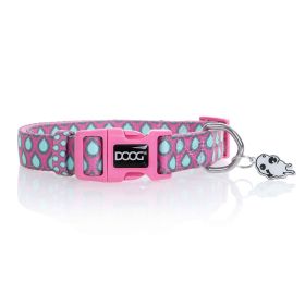 Neoprene Dog Collar Luna (Color: Yellow and Black Polka Dot Ruffle: Pink/Blue)
