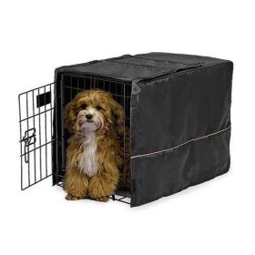 Quiet Time Pet Crate Cover (Color: Yellow and Black Polka Dot Ruffle: Black)