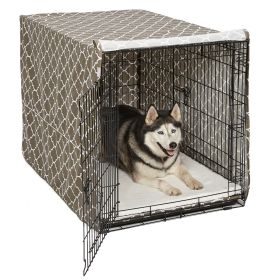 QuietTime Defender Covella Dog Crate Cover (Color: Yellow and Black Polka Dot Ruffle: Brown)