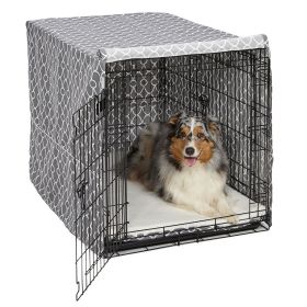 QuietTime Defender Covella Dog Crate Cover (Color: Yellow and Black Polka Dot Ruffle: Gray)
