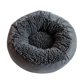Dirty Dog Round Bed (Color: Yellow and Black Polka Dot Ruffle: Cool Grey)