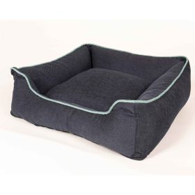 Repelz-It Upholstery Chenille Lounger Pet Bed (Color: Yellow and Black Polka Dot Ruffle: Blue/Grey)