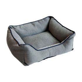 Repelz-It Upholstery Chenille Lounger Pet Bed (Color: Yellow and Black Polka Dot Ruffle: Grey/Blue)