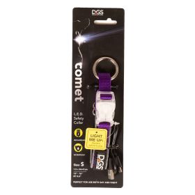 Comet Rechargeable Light Up Dog Collar (Color: Yellow and Black Polka Dot Ruffle: Purple)