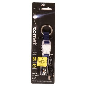 Comet Rechargeable Light Up Dog Collar (Color: Yellow and Black Polka Dot Ruffle: Navy)