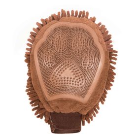 Dirty Dog Grooming Mitt (Color: Yellow and Black Polka Dot Ruffle: Brown)