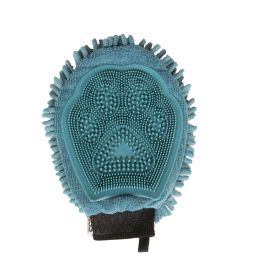 Dirty Dog Grooming Mitt (Color: Yellow and Black Polka Dot Ruffle: Pacific Blue)
