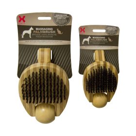 Massaging Pet Palm Brush (Color: Yellow and Black Polka Dot Ruffle: Brown)