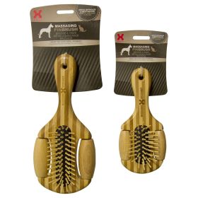 Massaging Pet Pin Brush (Color: Yellow and Black Polka Dot Ruffle: Brown)