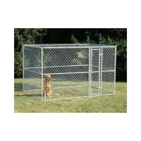 Chain Link Portable Dog Kennel (Color: Yellow and Black Polka Dot Ruffle: Silver)