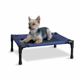 Original Pet Cot Elevated Pet Bed (Color: Yellow and Black Polka Dot Ruffle: Blue)