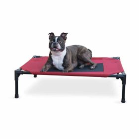 Original Pet Cot Elevated Pet Bed (Color: Yellow and Black Polka Dot Ruffle: Red)