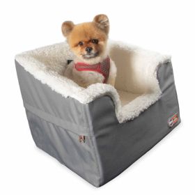 Bucket Booster Pet Seat Collapsible Rectangle (Color: Yellow and Black Polka Dot Ruffle: Gray)