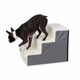 Pet Stair Steps 3 Stair (Color: Yellow and Black Polka Dot Ruffle: Gray)